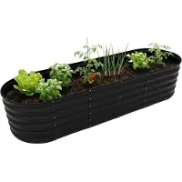 Relaxdays Jardinière surélevée , en métal galvanisé, pour fleurs, plantes et légumes, dimensions : 45 x 200 x 60 cm, jardinière ovale, noire