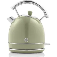 Swan SK14630GNEU Bouilloire électrique rétro 1,8L Vintage Arrêt automatique sans fil, Acier inoxydable Vert