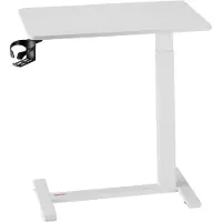 Vevor Table de nuit , table d'appoint mobile, réglable en hauteur, table pour ordinateur portable avec porte-boisson, table de nuit portable pour le bureau, le cabinet de travail, la maison, blanc