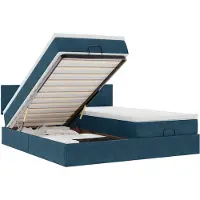 vidaXL Ottoman-lit avec matelas & LEDs bleu foncé 180x200 cm velours