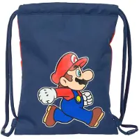Super Mario Rucksacktasche mit Bändern Super Mario Trick Rot Dunkelblau 26 x 34 x 1 cm