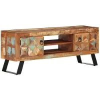 vidaXL Meuble TV 112 x 30 x 45 cm en bois massif recyclé