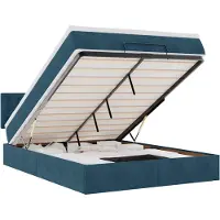 vidaXL Ottoman-lit avec matelas & LED bleu foncé 140x200 cm velours