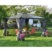 Palram - Canopia Rideaux Tonnelle - Couv'terrasse - 306x217 - Gris - Lot De 4