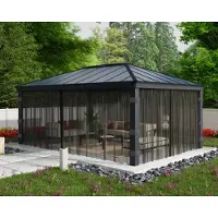 NSH Nordic CANOPIA - Ensemble de filets pour gazebo Dallas 14X20 / 5.3X2.1 Gris foncé - 4PC (533 cm, 212 cm)