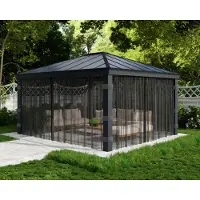 NSH Nordic CANOPIA - Ensemble de filets pour gazebo Dallas 14X16 / 4.6X2.1 Gris foncé - 4PC (466 cm)