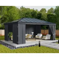 NSH Nordic CANOPIA Ensemble de rideaux pour Dallas 14X20 / 5.3X2.1Gazebo Gris foncé - 4PC (212 cm, 533 cm)