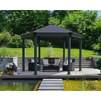 Palram Gazébo tonnelle hexagonale 11.16m² gris anthracite - - 703445 - roma
