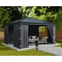 NSH Nordic CANOPIA Ensemble de rideaux pour Dallas 14X16 / 4.6X2.1Gazebo Gris foncé - 4PC (466 cm, 212 cm)