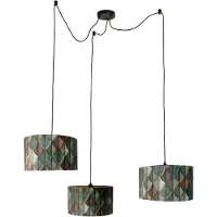QAZQA Suspension noire avec abat-jour à feuilles et intérieur doré 35cm - Cava