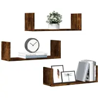 vidaXL Étagères murales 3 pcs chêne fumé 58x18x18 cm bois d'ingénierie