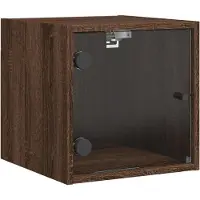 vidaXL Table de chevet avec porte en verre chêne marron 35x37x35 cm