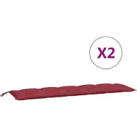 vidaXL Coussins de banc de jardin 2 pcs. Rouge vin 180x50x7 cm tissu Oxford