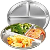 OEM Assiettes en acier inoxydable de 23 cm, en portions individuelles, divisibles, adaptées au micro-ondes