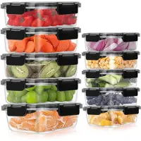 OEM Lot de 10 récipients alimentaires en verre, hermétiques, empilables, sans BPA, adaptés au micro-ondes, au four et au congélateur