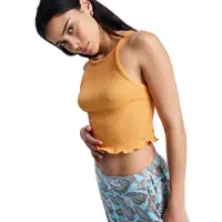 Roxy - Débardeur côtelé léger et stretch sans manches - As I Am Tank Papaya pour Femme en Coton - Taille M - Jaune