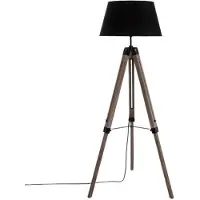Dekoracja domu Lampadaire RUNO avec abat-jour gris, en bois, hauteur 145 cm