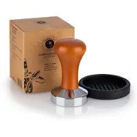 OEM Tasseur à café en acier inoxydable, Ø 53 mm, hauteur 9 cm, silicone, manche en bois