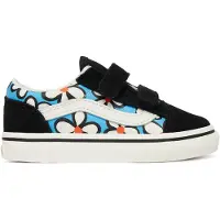 Vans Baskets basses enfant Old Skool V PAINTED FLORAL Bright Azure filles - Noir - 26 1/2