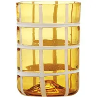 Zafferano Twiddle - Lot De 6 Verres En Verre Soufflé Ambré 35 Cl, Faits Main Avec Déco Blanche, Lavables Au Lave-Vaisselle