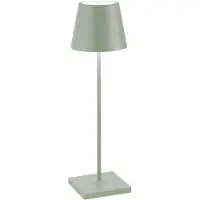 Zafferano Lampe De Table Led Poldina Pro Vert Sauge Rechargeable Dimmable Autonomie Jusqu'À 12 H Ip65 Usage Extérieur