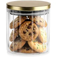 Koopman Bocal de rangement - 650 ml - Fermeture hermétique - Verre - Pot de conservation transparent avec couvercle doré