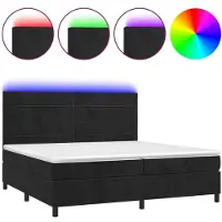 vidaXL Lit boxspring avec matelas & LED noir 200x200 cm velours