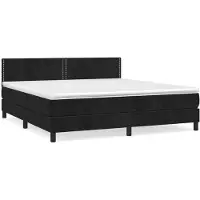 vidaXL Lit boxspring avec matelas noir 180x200 cm velours