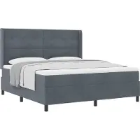 vidaXL Lit boxspring avec tête de lit gris foncé 180 x 200 cm velours