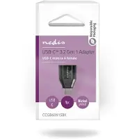 Nedis Adaptateur USB-C - USB 3.2 Gen 1 - USB-C mâle - USB-A femelle - 5 Gbps - rond - nickelé - noir - boîte