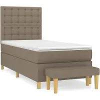 vidaXL Lit boxspring avec matelas Taupe 100x200 cm Tissu
