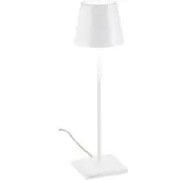 Zafferano Lampe De Table Poldina Blanche Avec Cable 230V Led Dimmable 11X38 Cm Design Moderne En Aluminium