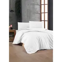 L'essentiel Maison , White, ensemble housse de couette simple Ranforce (FR), blanc, 100 % COTON RANFORCE, 140 x 200 cm