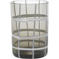 Zafferano Twiddle - Lot De 6 Verres En Verre Soufflé Gris, 35 Cl - Faits Main Avec Déco Blanche, Lavables Au Lave-Vaisselle