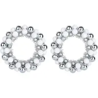 vidaXL Couronnes de Boules de Noël 2 pcs Blanc et Argent