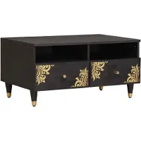 vidaXL Table basse noire 80 x 54 x 40 cm en bois massif de manguier
