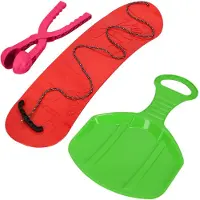 KOTARBAU Snowboard Enfant 68x20cm Rouge Rose Vert PVC Luge Enfant 34x53cm Pince à Boule de Neige Sled Traineau Enfant Moule Boule de Neige