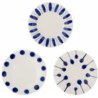 Bloomingville Assiettes Linora bleues, lot de 3 pièces