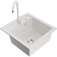 Mexen Évier 1 bac en granit Vito avec mitigeur Telma, blanc (6503-20-670200-20)