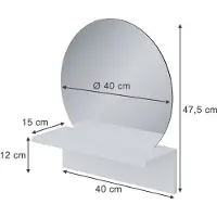Vicco Miroir mural Elyra Blanc 40x47.5cm avec tablette, Model 58383