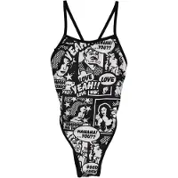 Turbo Yeah Comic Thin Strap Swimsuit Noir 13-14 Years Fille