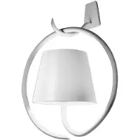 Zafferano Applique Led Poldina Blanche Avec Crochet, Rechargeable Et Dimmable Avec Autonomie Jusqu'À 12 Heures