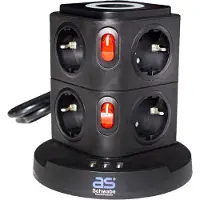 As Schwabe as-Schwabe 18221 as-Schwabe QI-Wireless Ladestation 8-fach Steckdosenturm 2,0 m schwarz