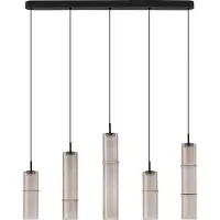 Nova Luce Suspension unique Sano Verre fumé droit à 5 lumières