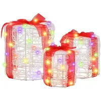 vidaXL Décoration de boîte cadeau 3 pcs coloré 20 x 20 x 21 cm