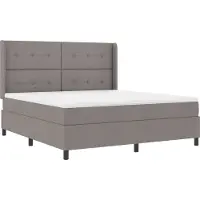 vidaXL Lit à lattes avec éclairage LED, tête de lit intégrée, couleur taupe, 180 x 200 cm, revêtement en tissu