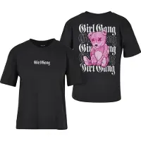 Miss Tee T-shirt 'Girl Gang' orchidée / rose foncé / noir / blanc