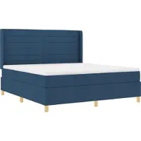 vidaXL Lit boxspring avec bandes lumineuses LED bleues, 180 x 200 cm, tissu