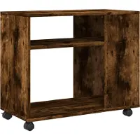 vidaXL Table d'appoint avec roues chêne fumé bois d'ingénierie