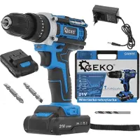 GEKO Perceuse/visseuse avec visseuse à choc 21V 2x 2ah batterie